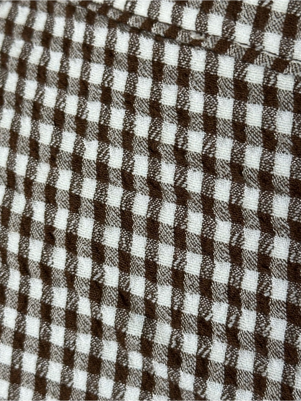Jane and Delancey Brown and White Gingham Button-Down Top - Picture 3 of 6